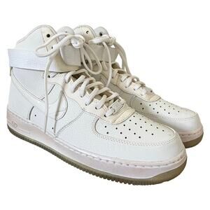 Nike Air Force 1 High Top Lace Up Sneakers Size 9.5 White Pink 654440-105 Womens